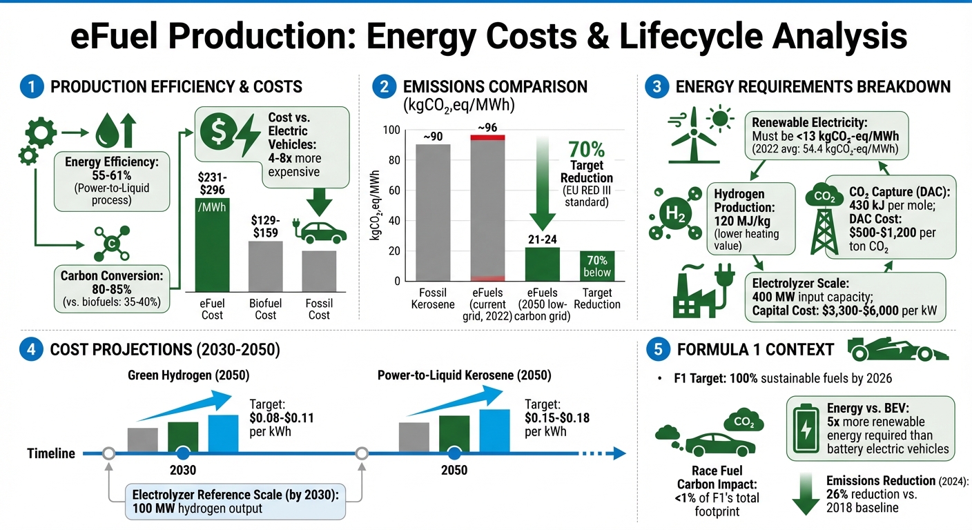 eFuel vs Fossil Fuel Lifecycle Energy Costs and Emissions Comparison