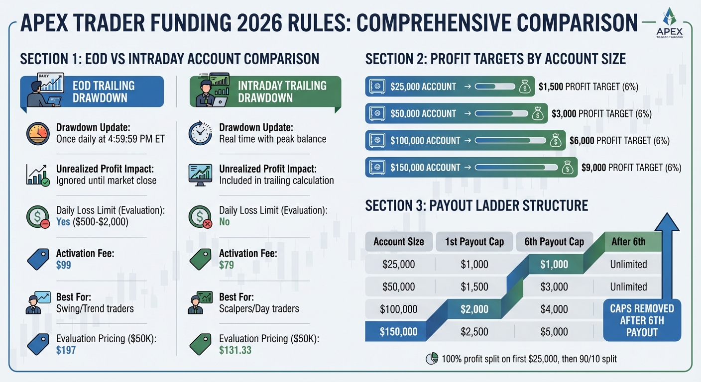 Apex Trader Funding Account Types and Payout Ladder Comparison 2026
