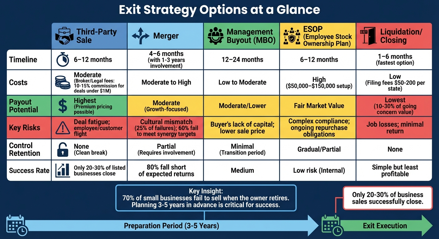 Business Exit Strategy Comparison: Timelines, Costs, and Risks