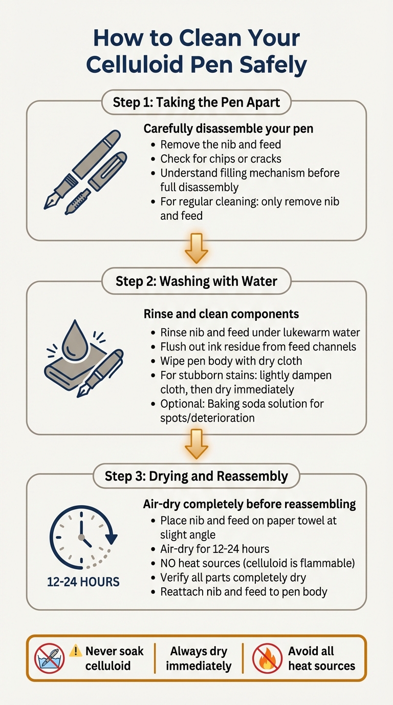 Safe Celluloid Pen Cleaning Process: 3-Step Guide