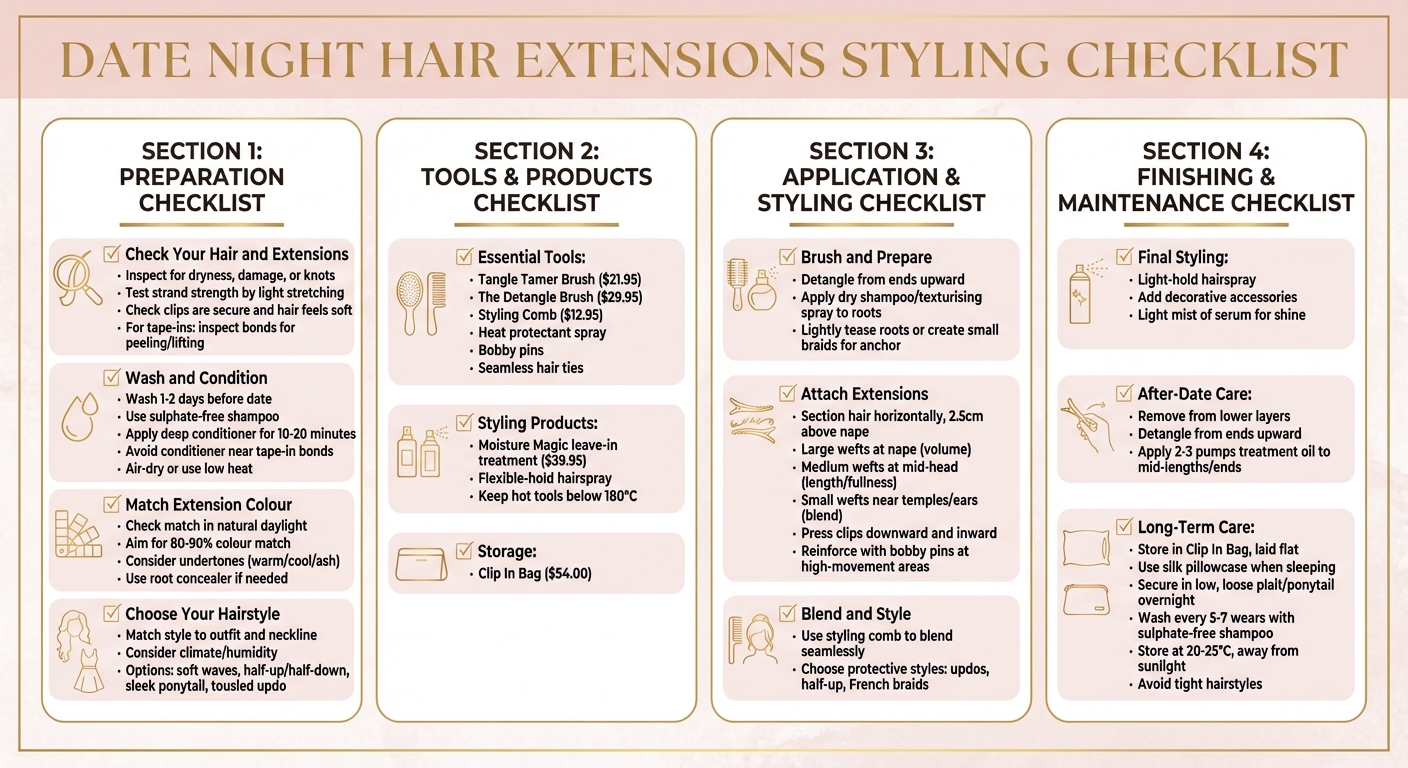 Complete Checklist for Styling Hair Extensions for Date Night