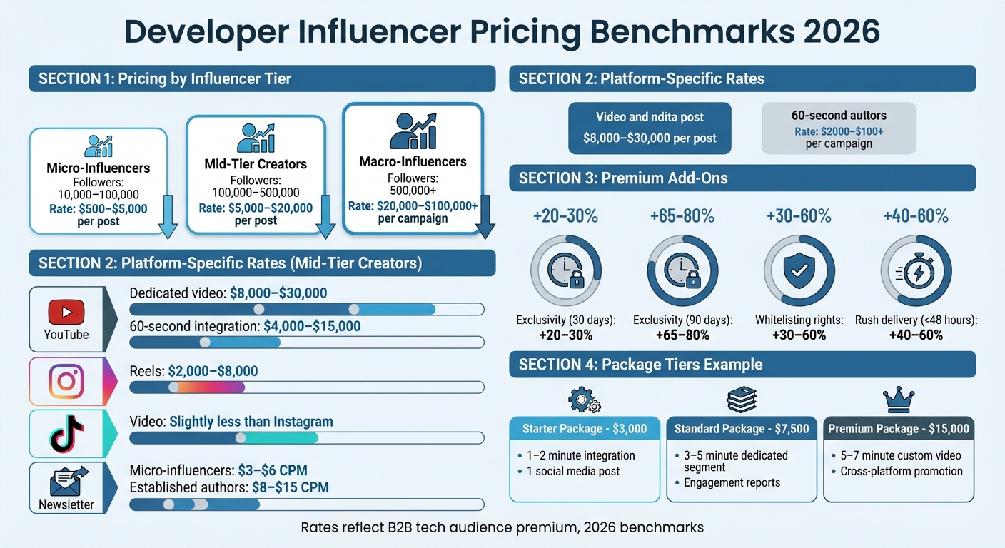 Developer Influencer Pricing Guide: Rates by Tier and Platform in 2026