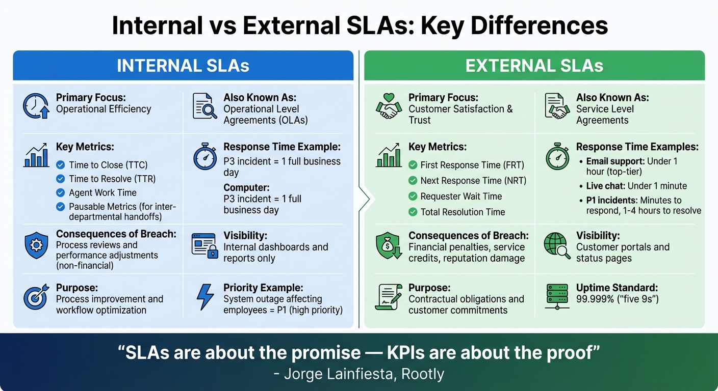 Internal vs External SLA Metrics and Key Differences Comparison