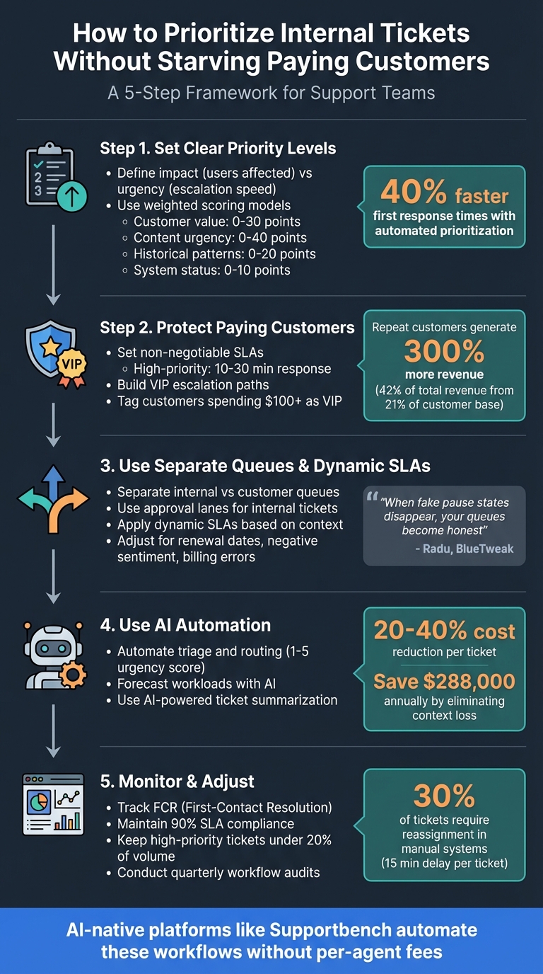 5-Step Framework for Prioritizing Internal vs Customer Support Tickets