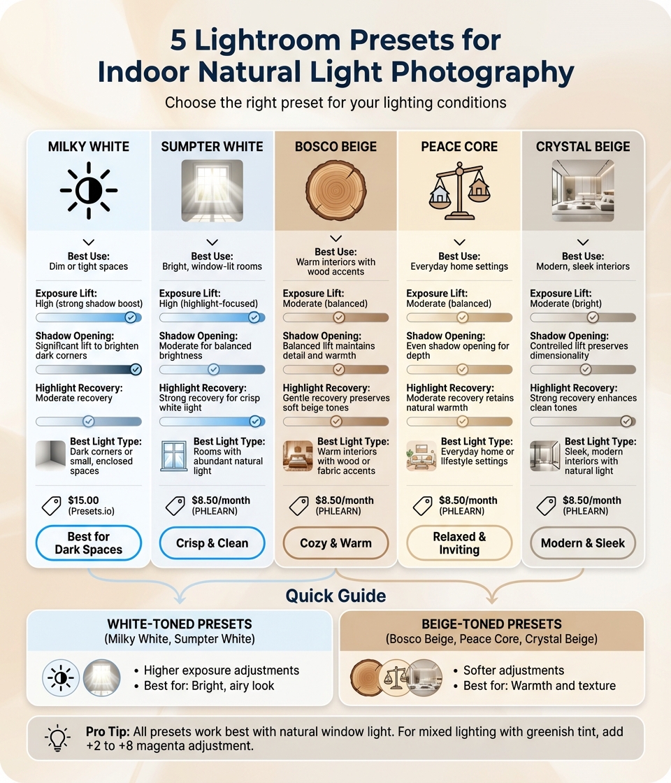 Lightroom Indoor Natural Light Presets Comparison Guide