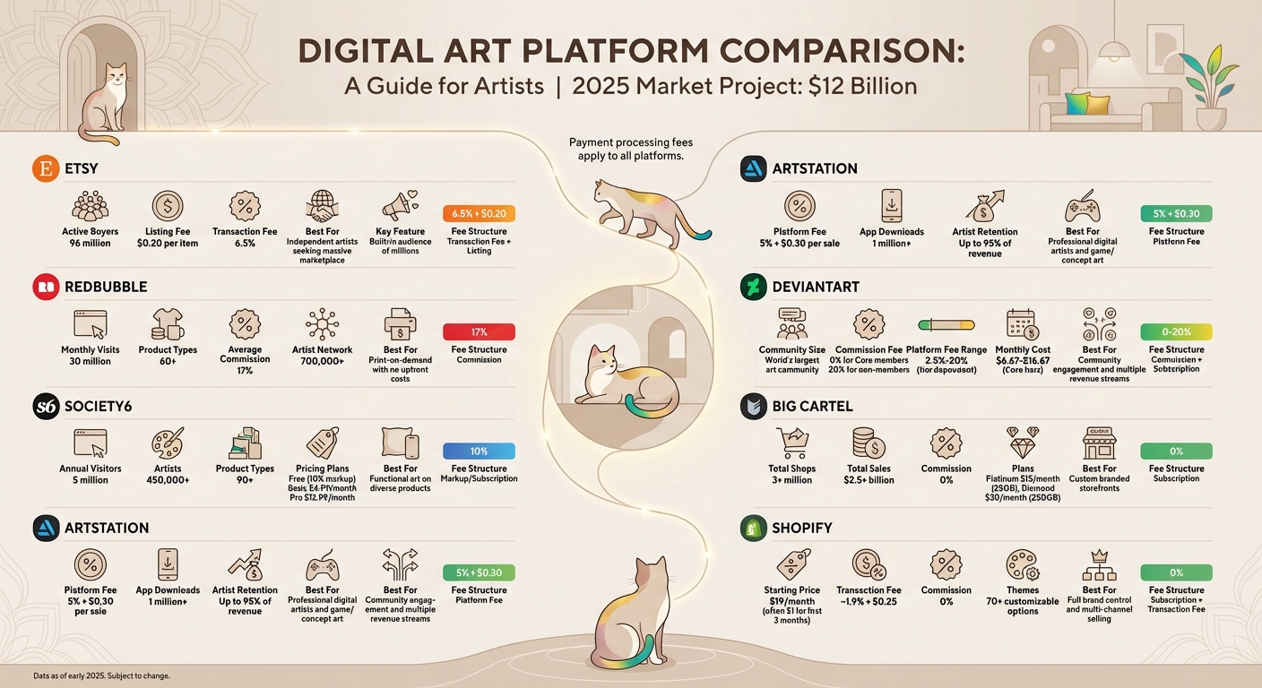 Digital Art Platform Comparison: Fees, Reach, and Features