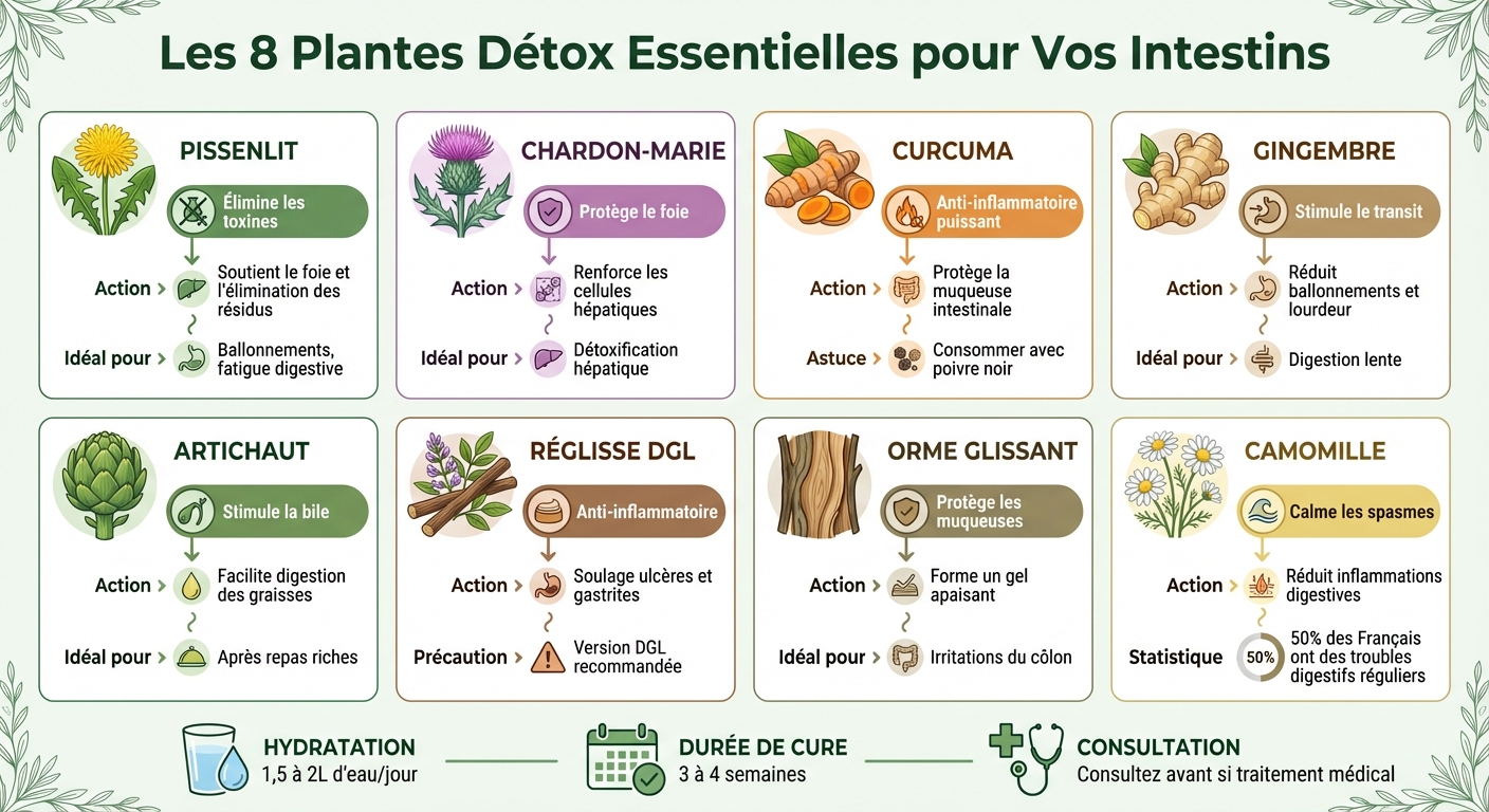 Les 8 meilleures plantes détox pour la santé intestinale et leurs bienfaits
