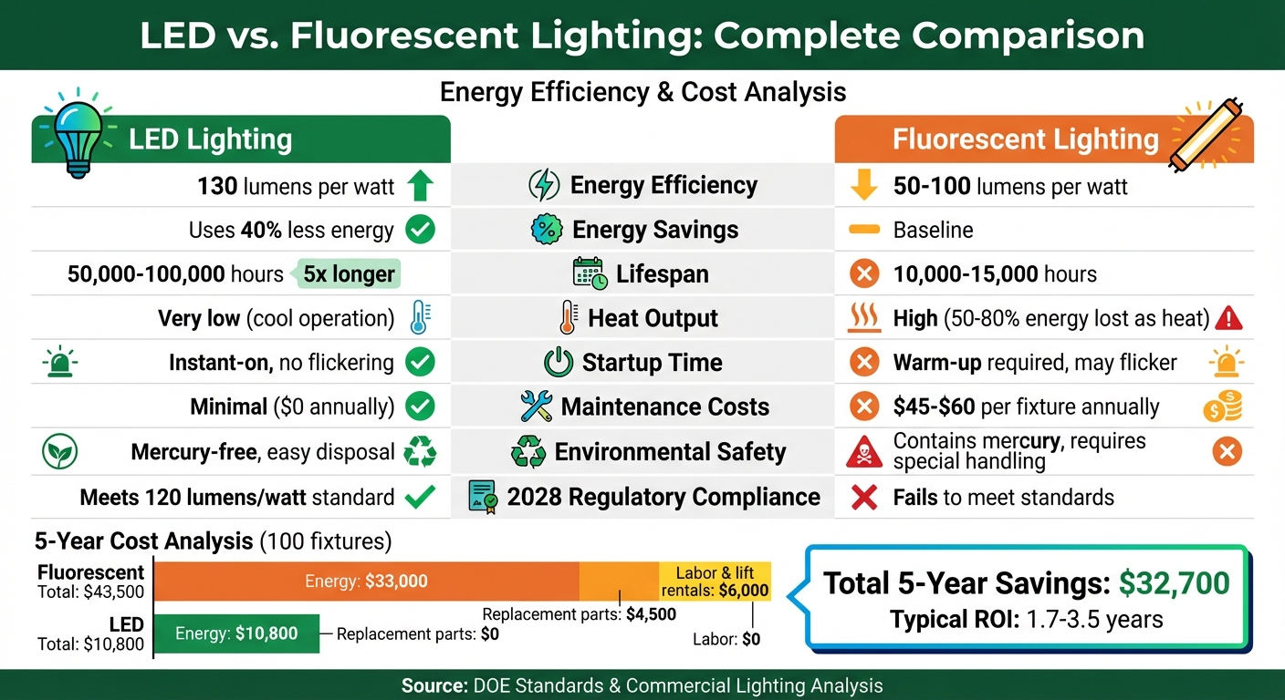 LED vs Fluorescent Lighting: Energy Efficiency and Cost Comparison