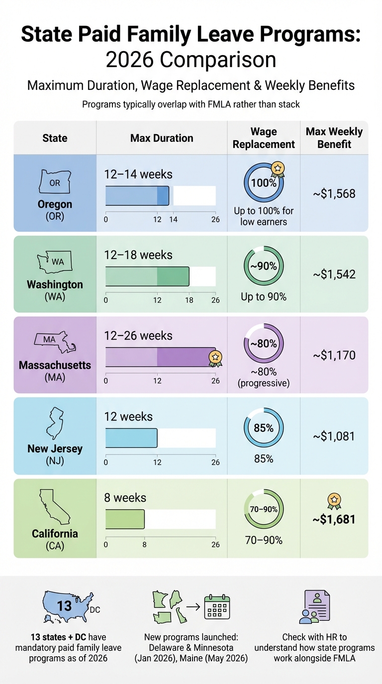 State Paid Family Leave Programs 2026: Duration, Wage Replacement & Benefits Comparison