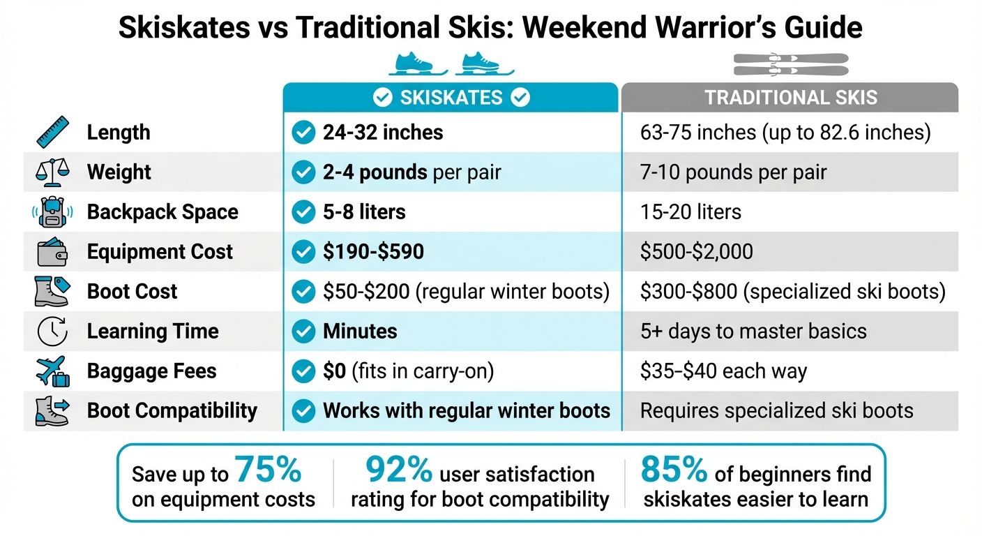 Skiskates vs Traditional Skis: Size, Weight, and Cost Comparison