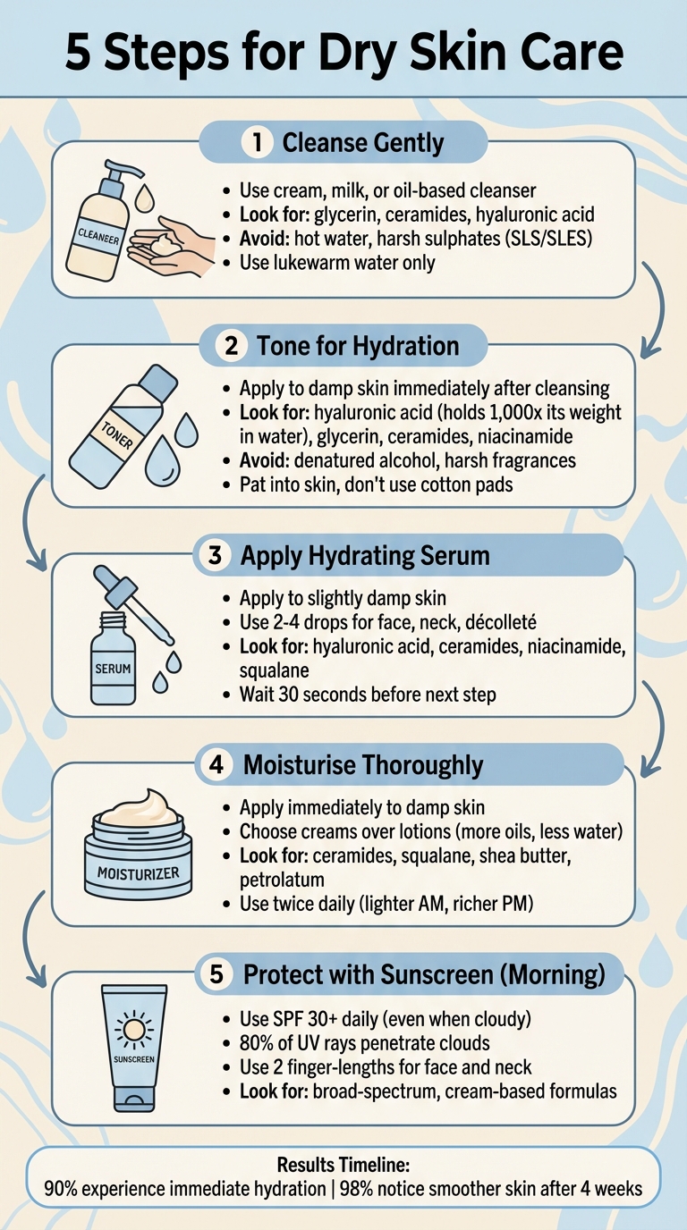 5-Step Dry Skin Care Routine for Hydration and Protection