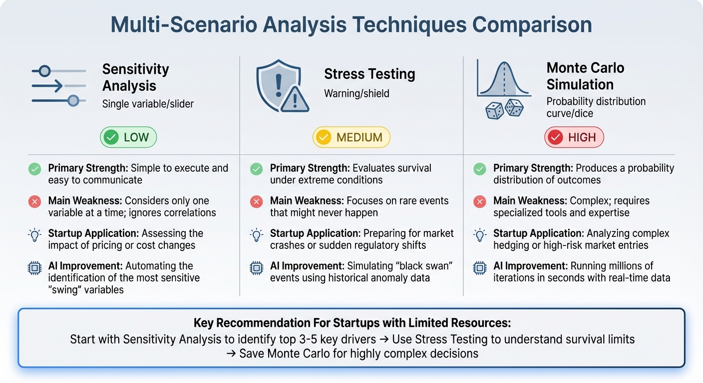Multi-Scenario Analysis Techniques Comparison for Startups
