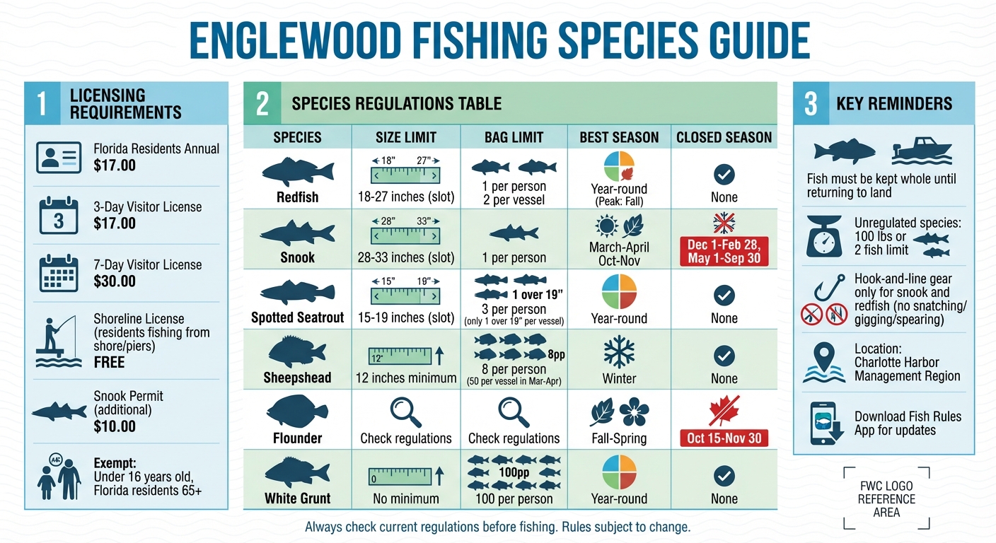 Englewood Florida Fishing Species Guide: Size Limits, Bag Limits, and Best Seasons