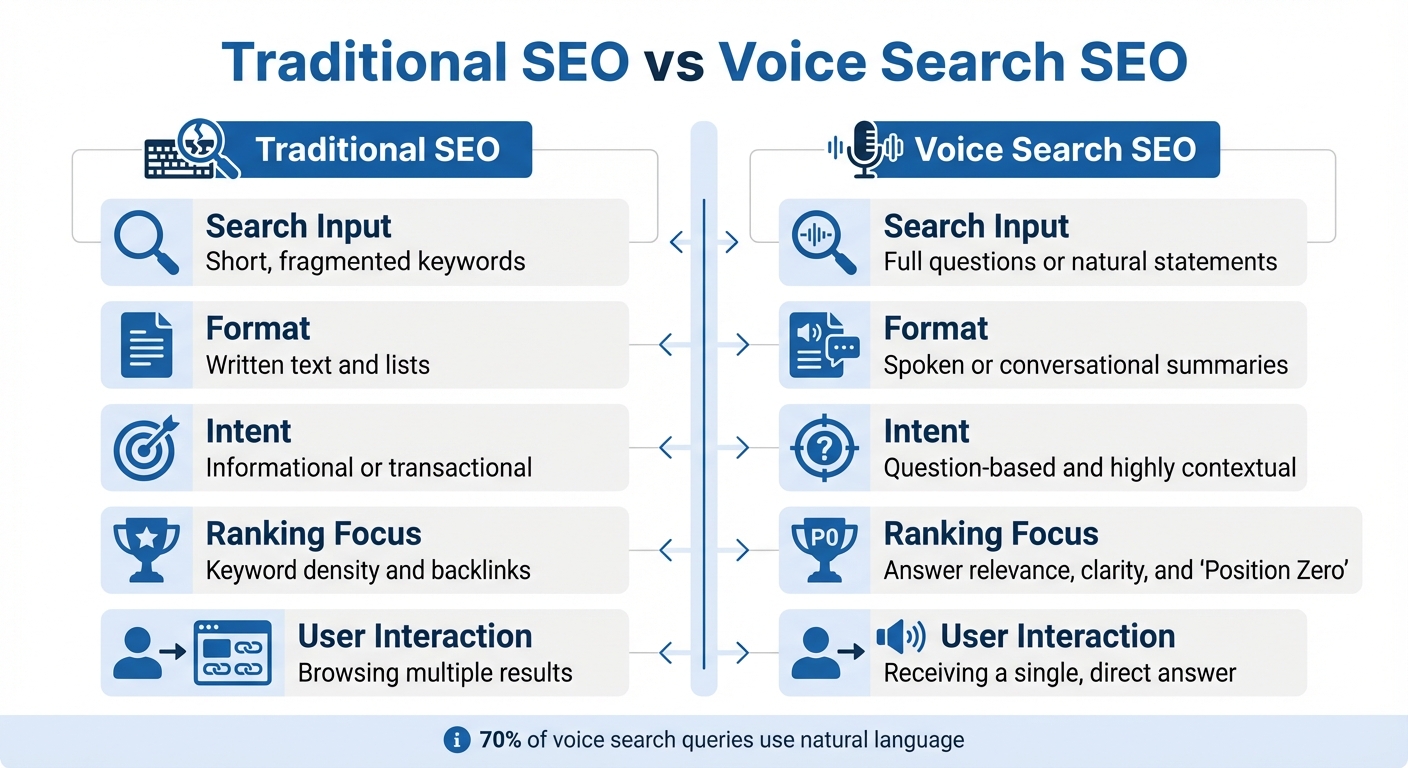 Traditional SEO vs Voice Search SEO Comparison for B2B