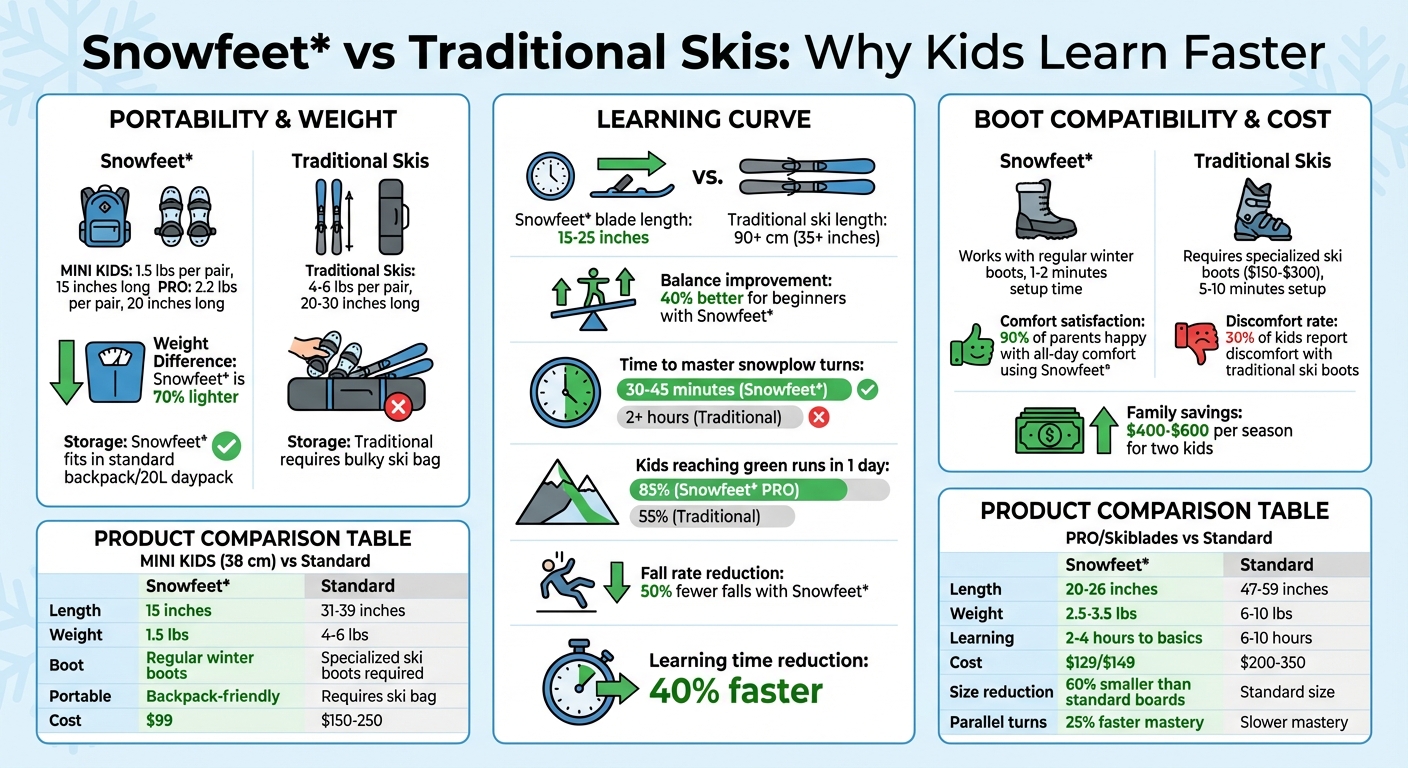Snowfeet vs Traditional Skis Comparison for Kids