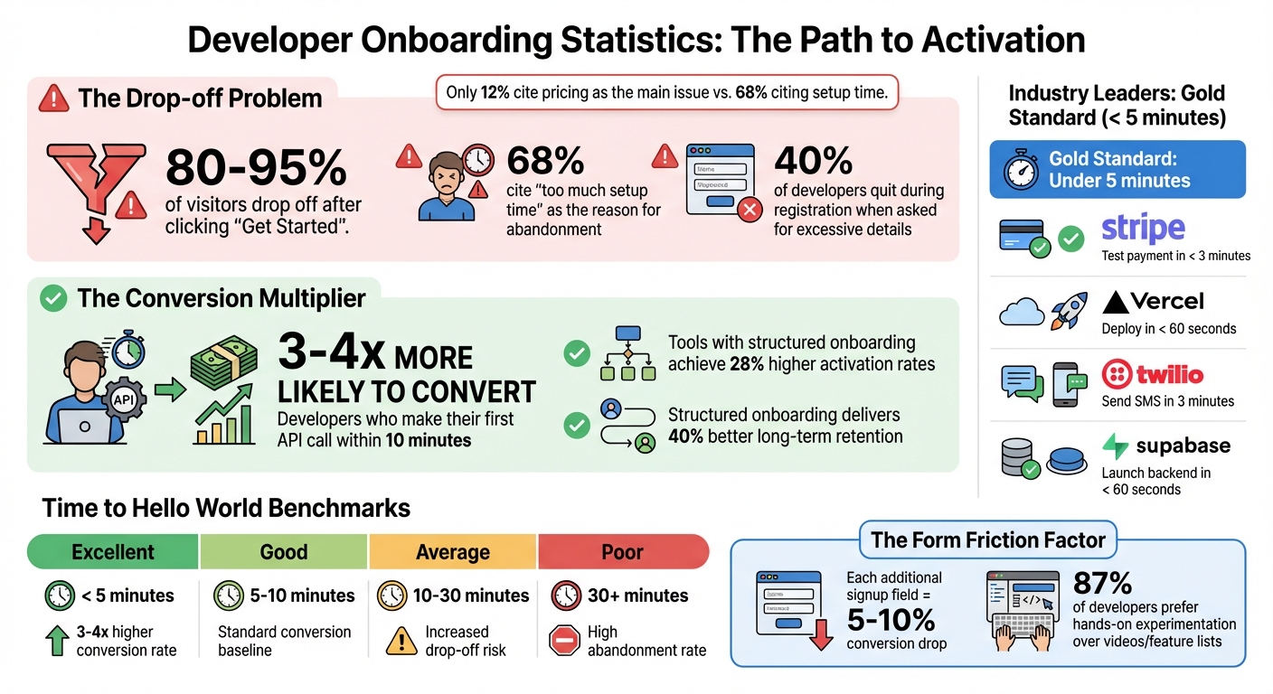 Developer Onboarding Statistics: Drop-off Rates, Conversion Impact, and Time-to-Value Benchmarks