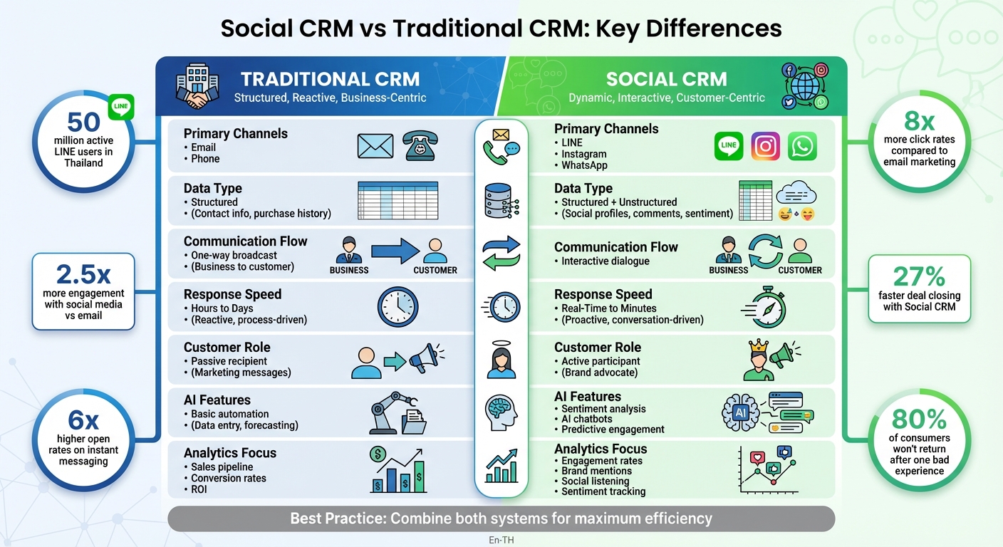 Social CRM vs Traditional CRM: Key Differences Comparison Chart