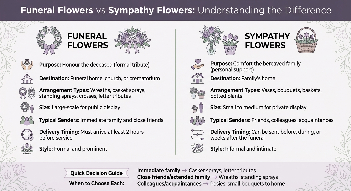Funeral Flowers vs Sympathy Flowers: Key Differences and When to Send Each