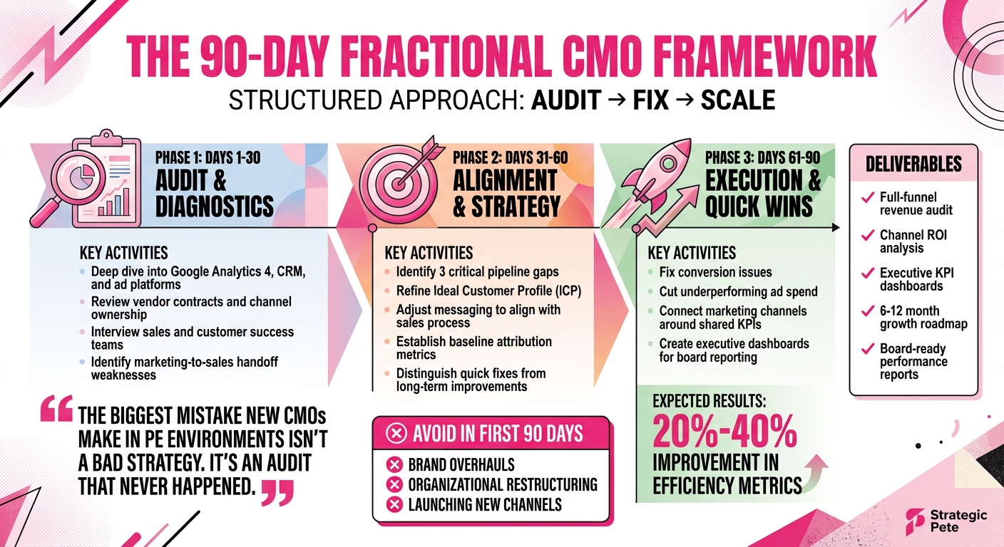 90-Day Fractional CMO Implementation Framework for Private Equity Portfolio Companies