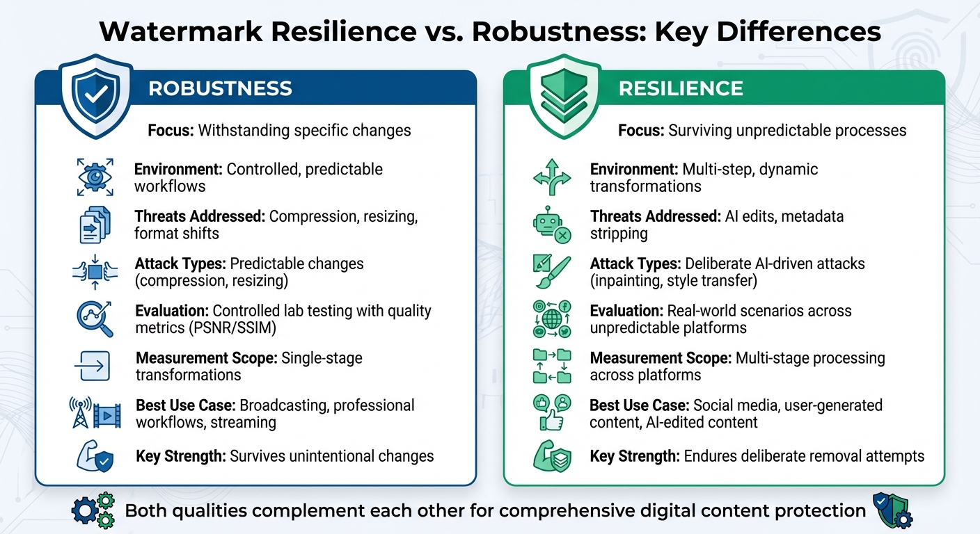 Watermark Robustness vs Resilience Comparison Chart
