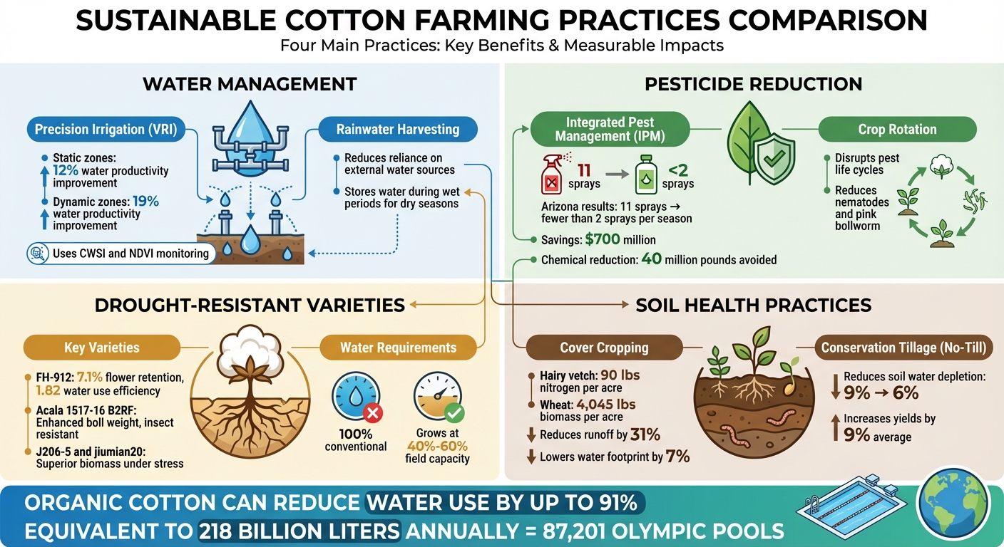 Sustainable Cotton Farming Practices: Water and Pesticide Reduction Methods Comparison
