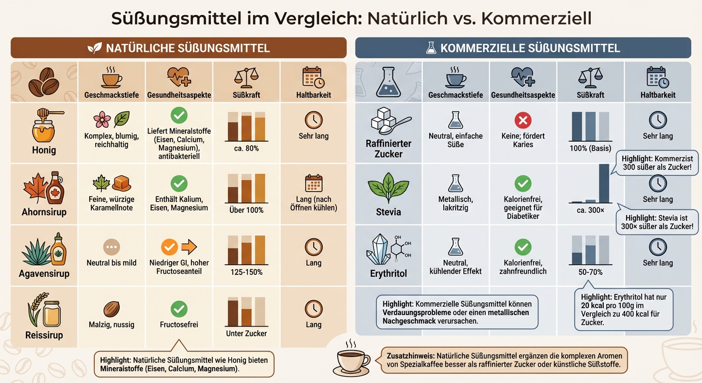 Natürliche vs. kommerzielle Süßungsmittel: Geschmack, Gesundheit und Süßkraft im Vergleich