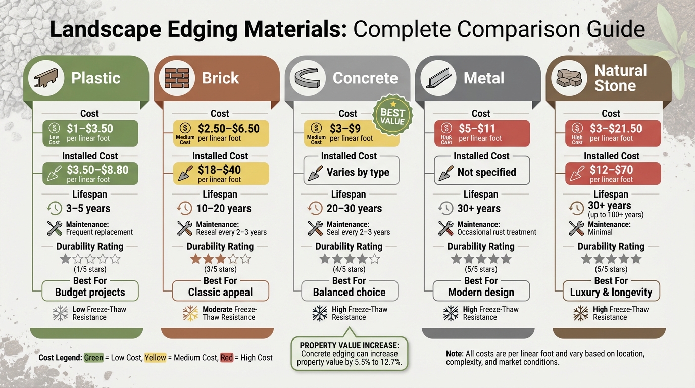 Landscape Edging Materials Comparison: Cost, Lifespan, and Maintenance