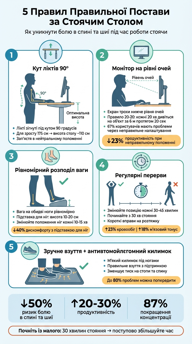 5 правил правильної постави за стоячим столом: покрокова інструкція
