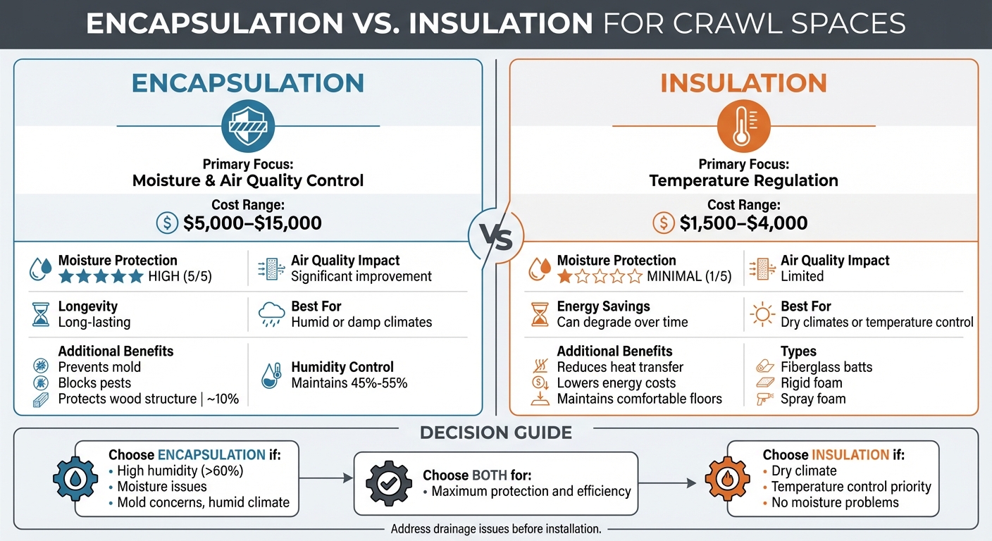 Crawl Space Encapsulation vs Insulation Comparison Chart