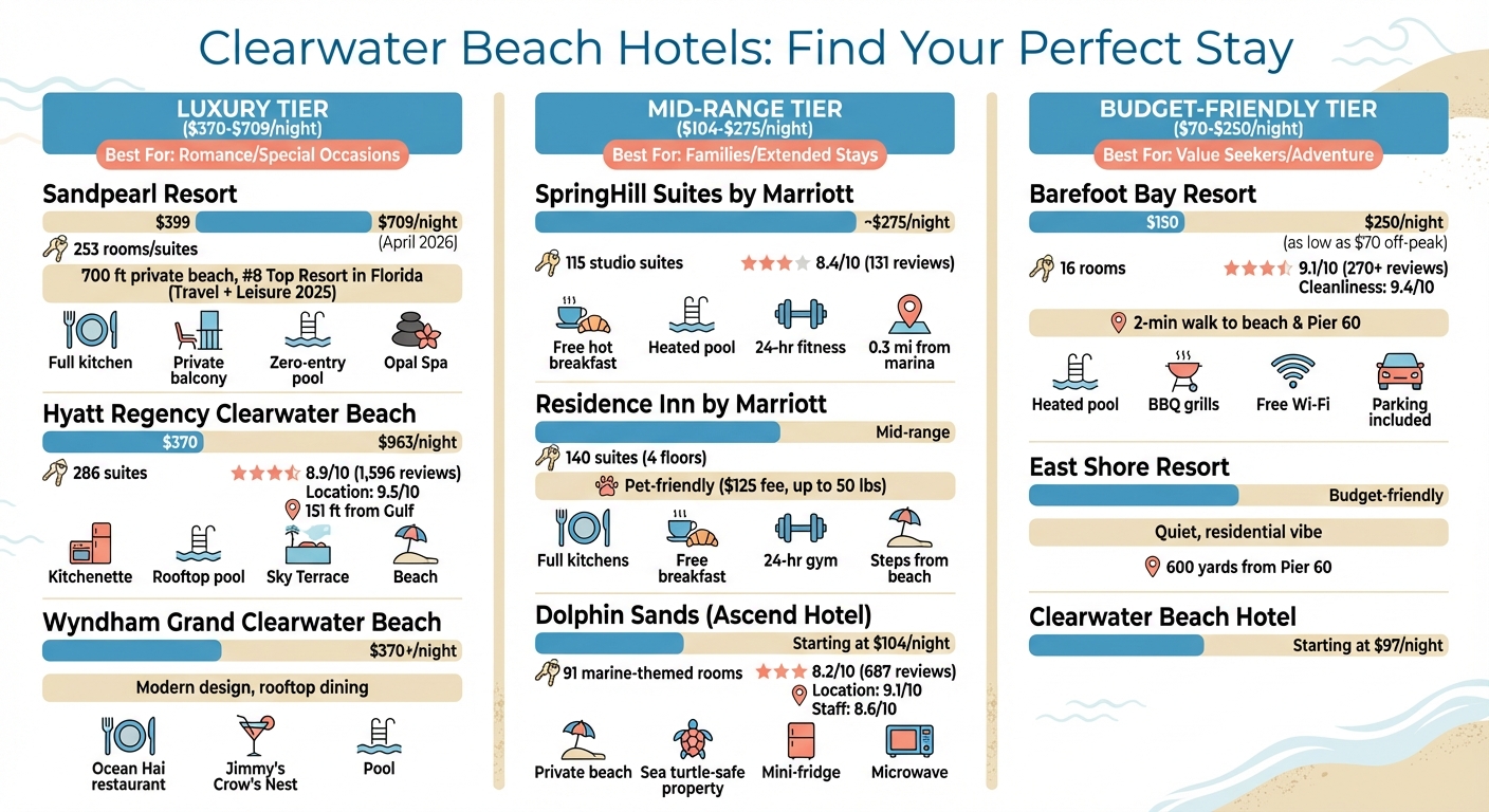 Clearwater Beach Hotels Comparison by Budget and Amenities