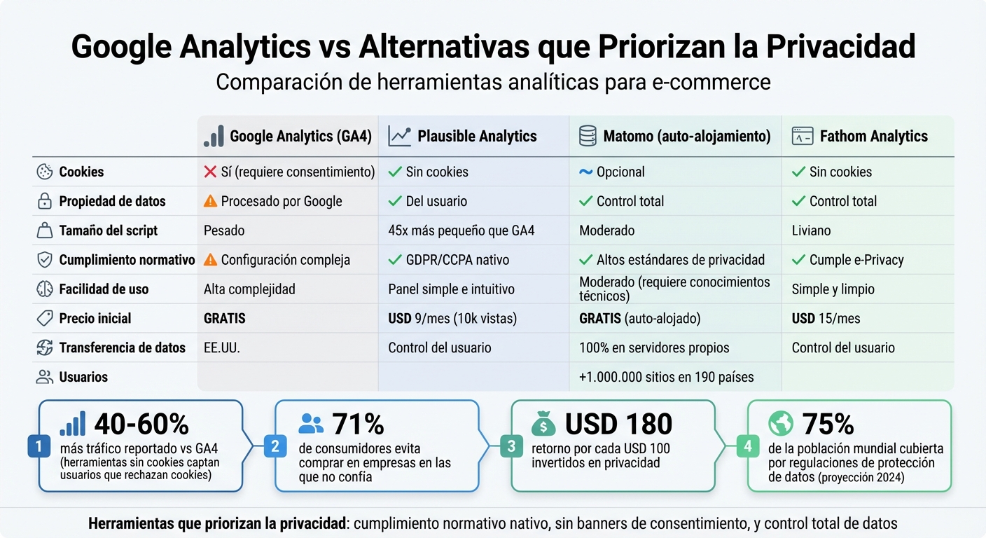 Comparación de herramientas analíticas: Google Analytics vs alternativas que priorizan la privacidad