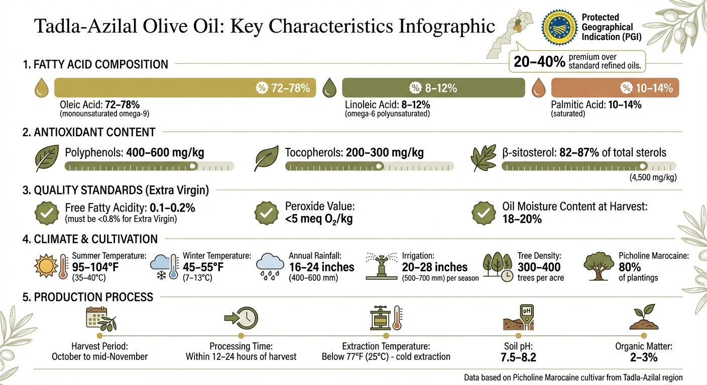Tadla-Azilal Olive Oil Chemical Composition and Quality Metrics