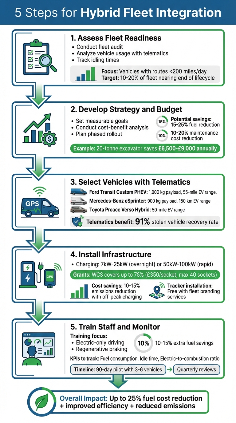 5-Step Process for Hybrid Fleet Integration with Key Metrics