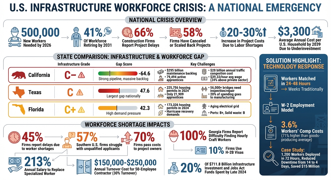 U.S. Infrastructure Workforce Crisis: Key Statistics and State Comparisons 2024-2031