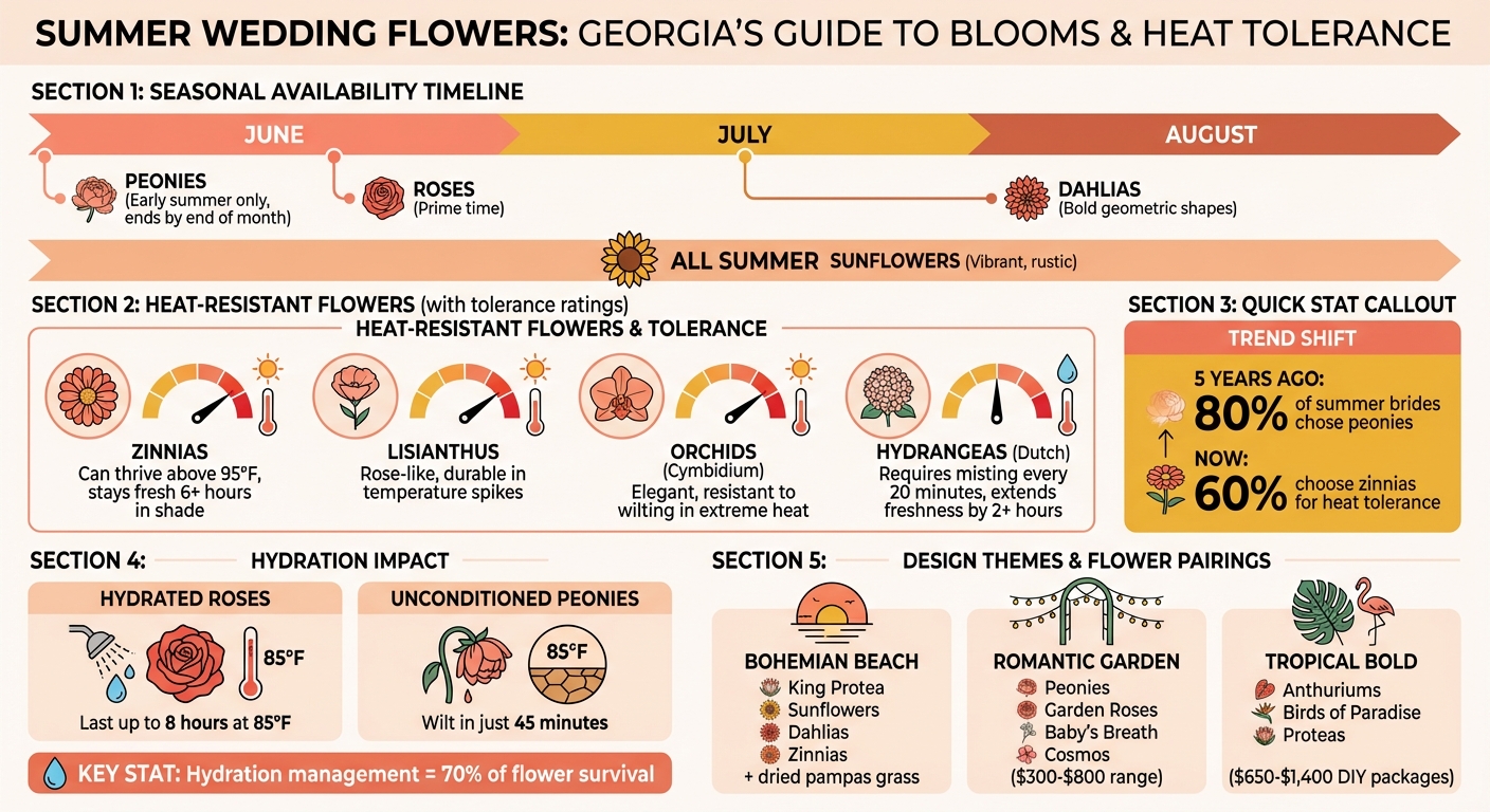 Best Summer Wedding Flowers for Georgia Heat: Seasonal Guide and Heat Tolerance Comparison