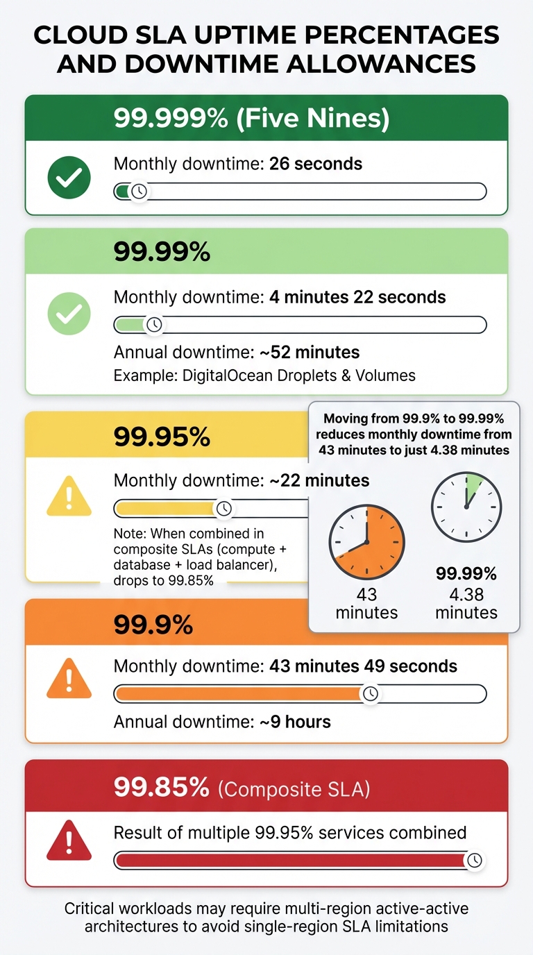 Cloud SLA Uptime Percentages: Downtime Allowances Comparison