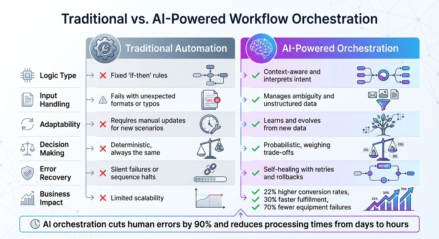 Traditional Automation vs AI-Powered Workflow Orchestration Comparison