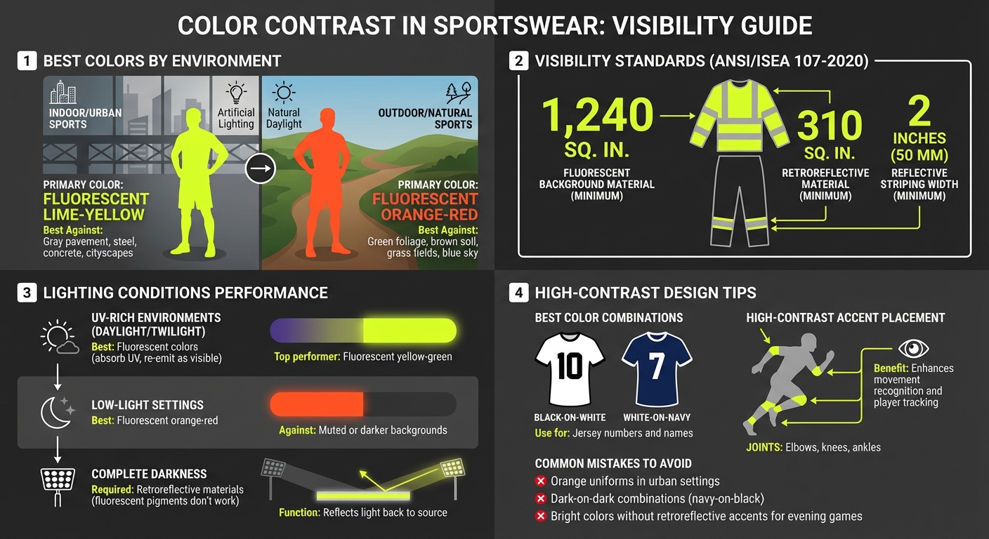 Color Contrast Guide for Sportswear: Visibility by Environment and Lighting Conditions