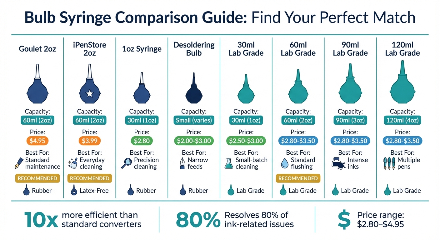 Bulb Syringe Comparison Guide for Fountain Pen Cleaning