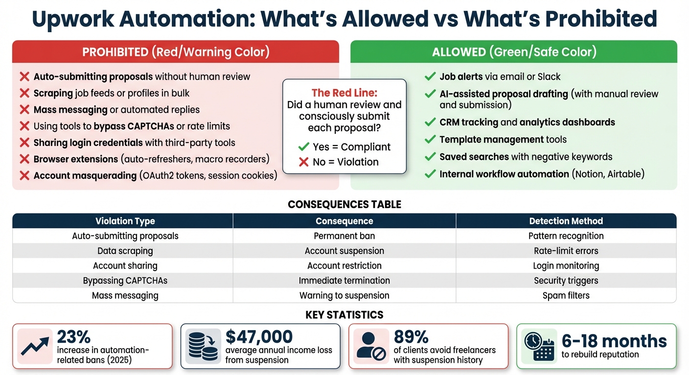 Upwork Automation Rules: Allowed vs Prohibited Practices