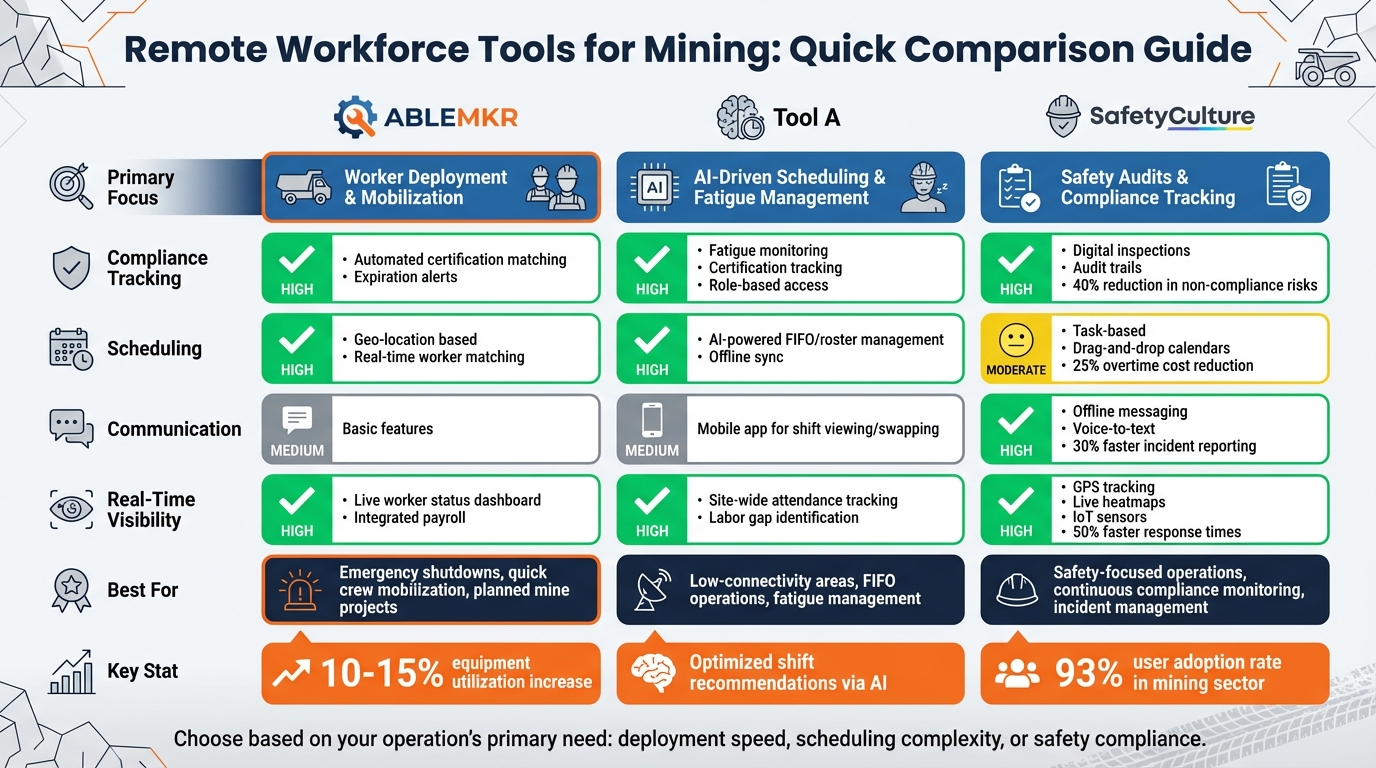 Remote Workforce Tools for Mining Operations: Feature Comparison