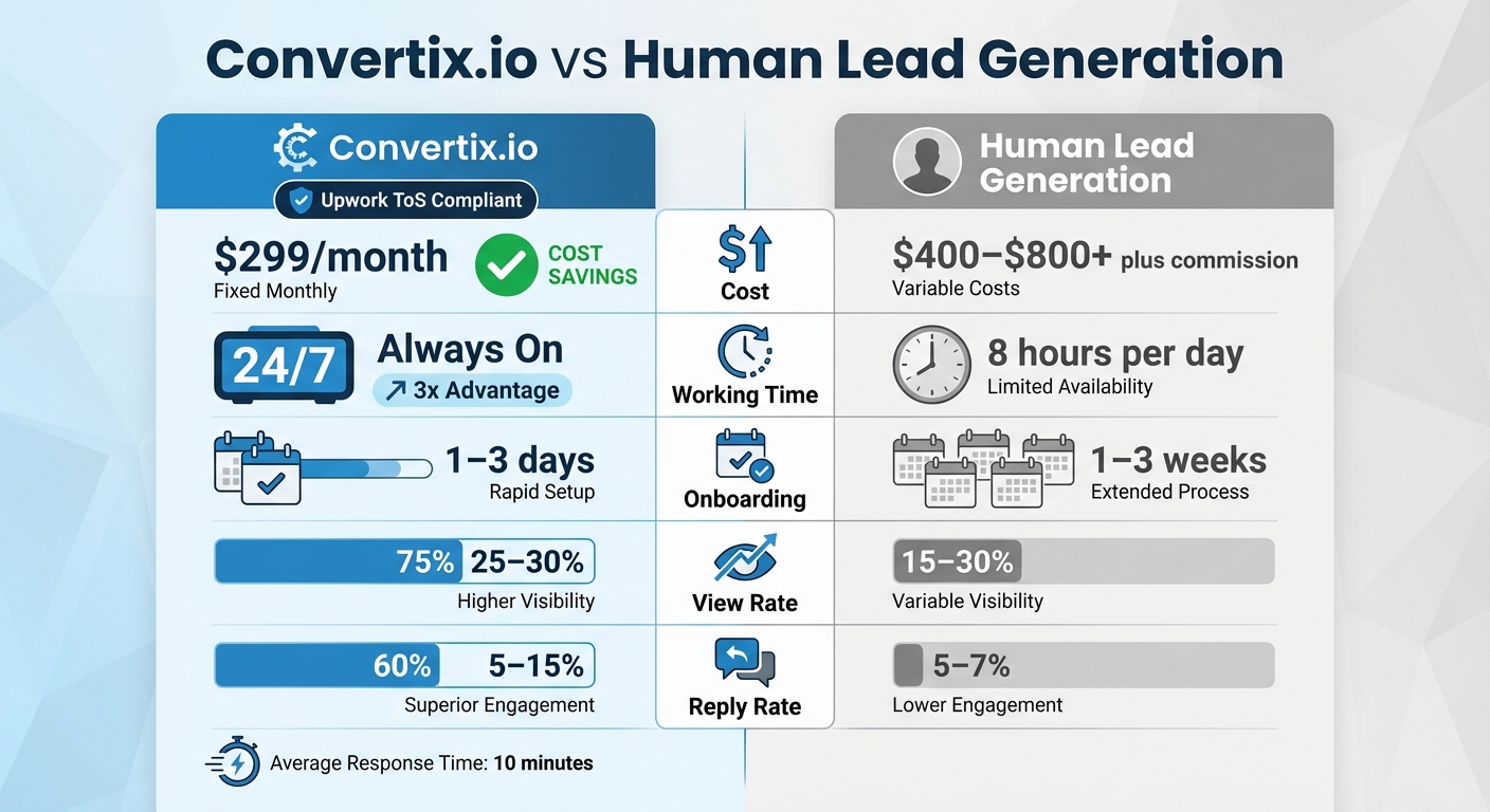 Convertix.io vs Human Lead Generation: Cost, Performance & Efficiency Comparison