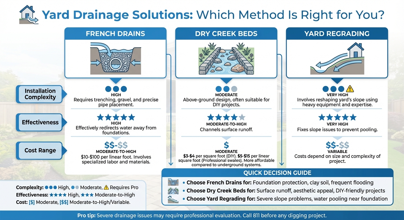 Yard Drainage Solutions Comparison: Methods, Costs, and Effectiveness