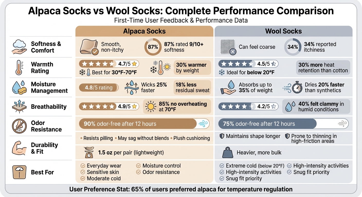 Alpaca vs Wool Socks Performance Comparison Chart