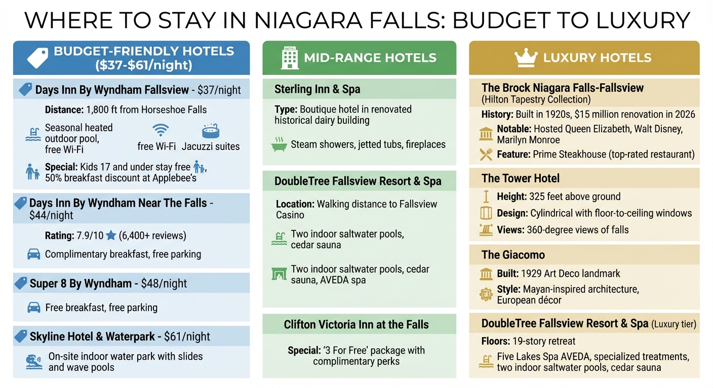 Niagara Falls Hotel Comparison by Budget: Prices, Amenities & Features
