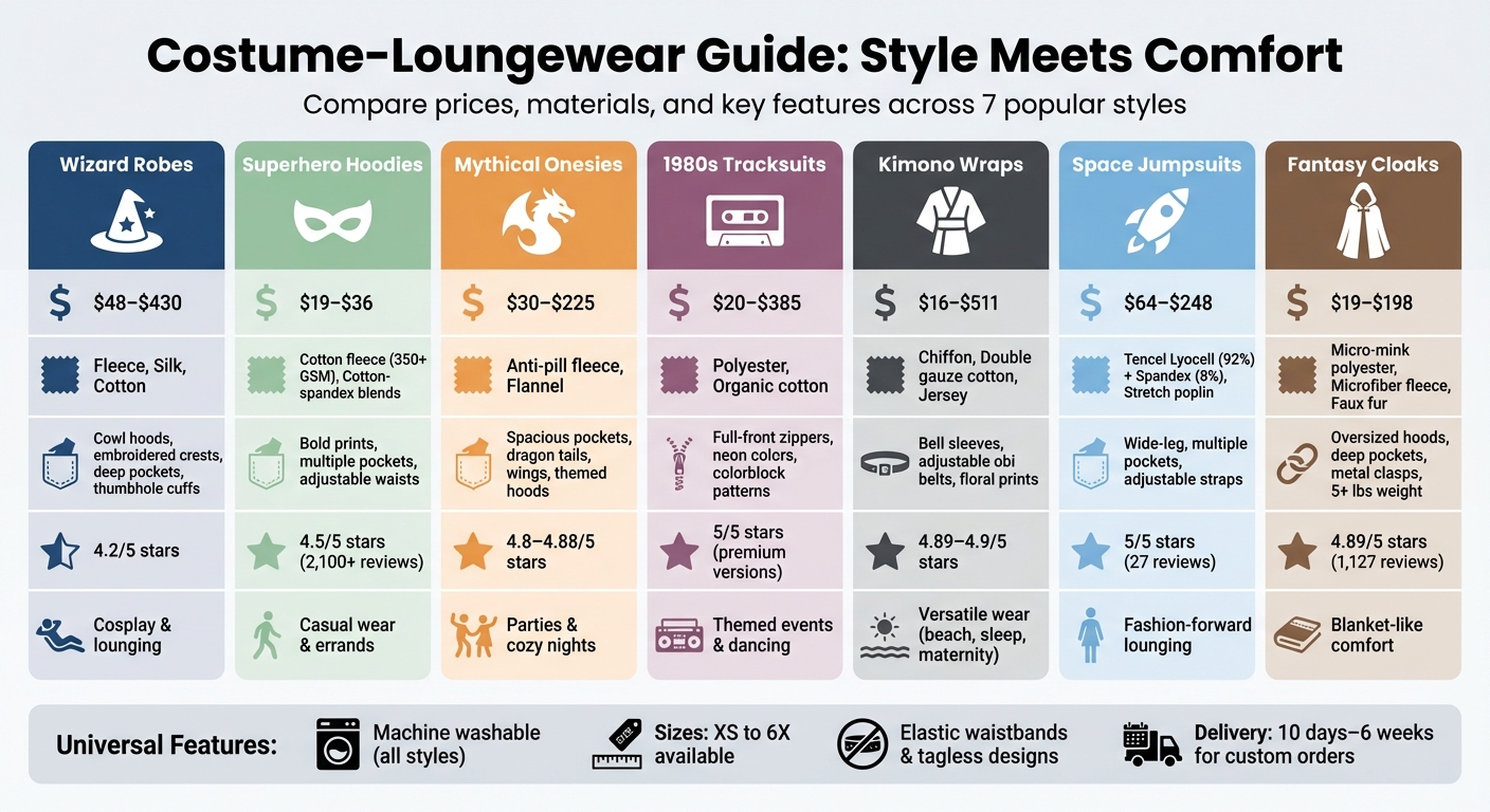 7 Types of Costume-Loungewear: Prices, Features & Comfort Comparison