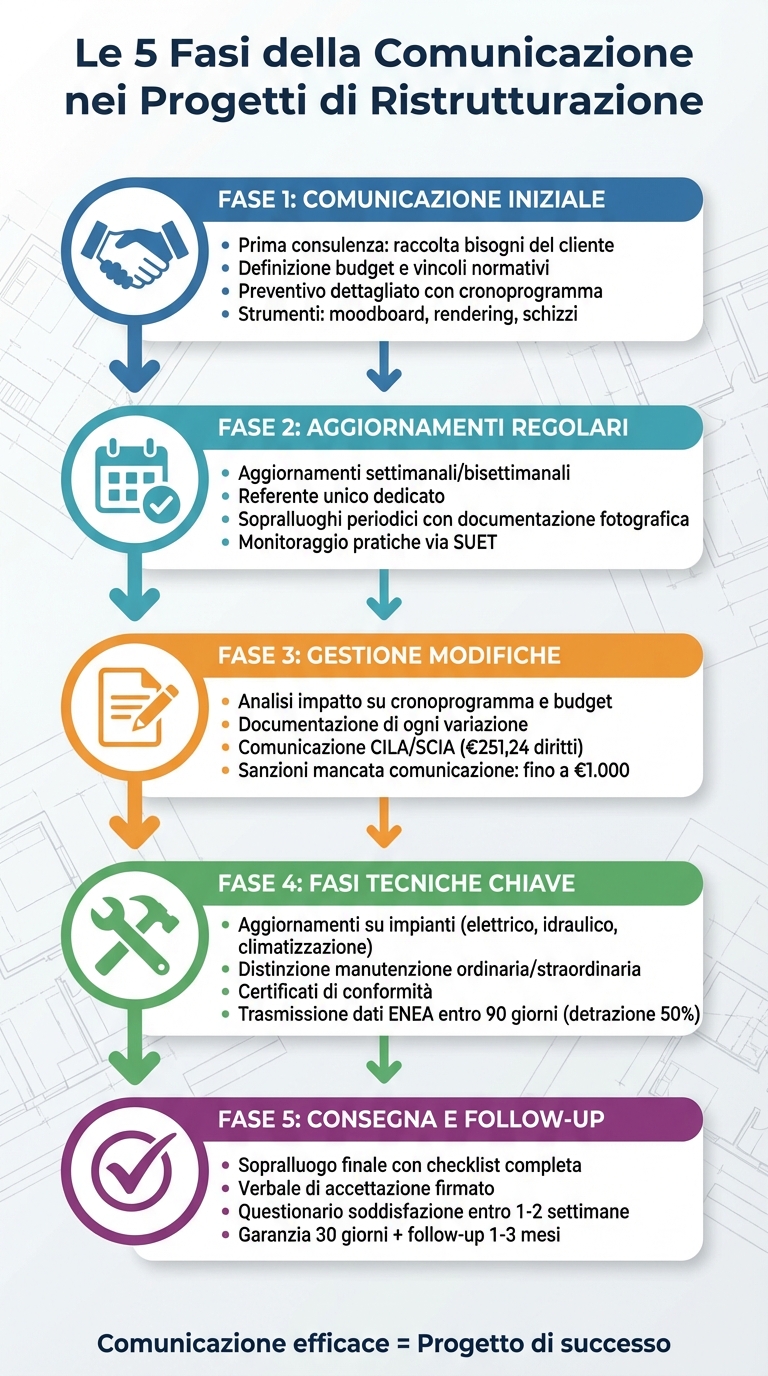 Le 5 Fasi della Comunicazione nei Progetti di Ristrutturazione