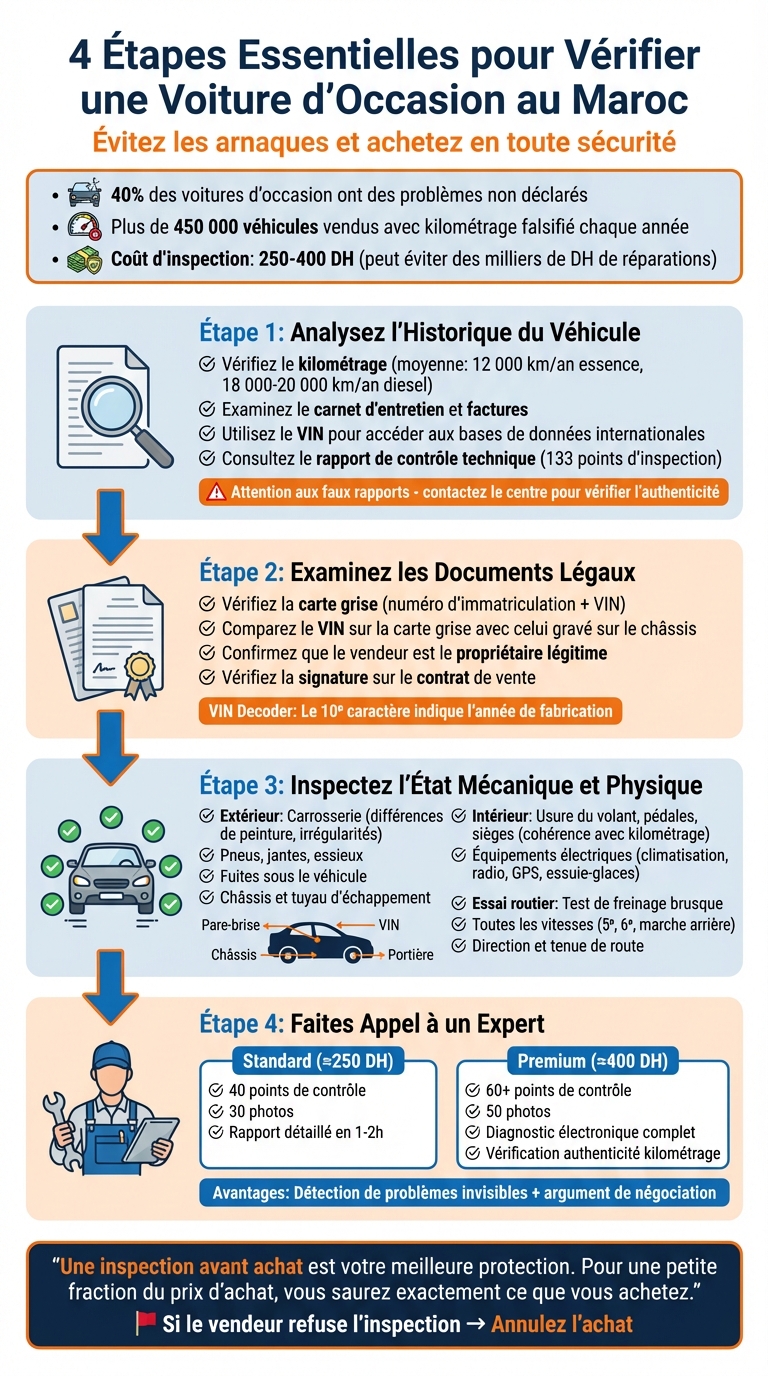 Guide complet de vérification d'une voiture d'occasion au Maroc en 4 étapes