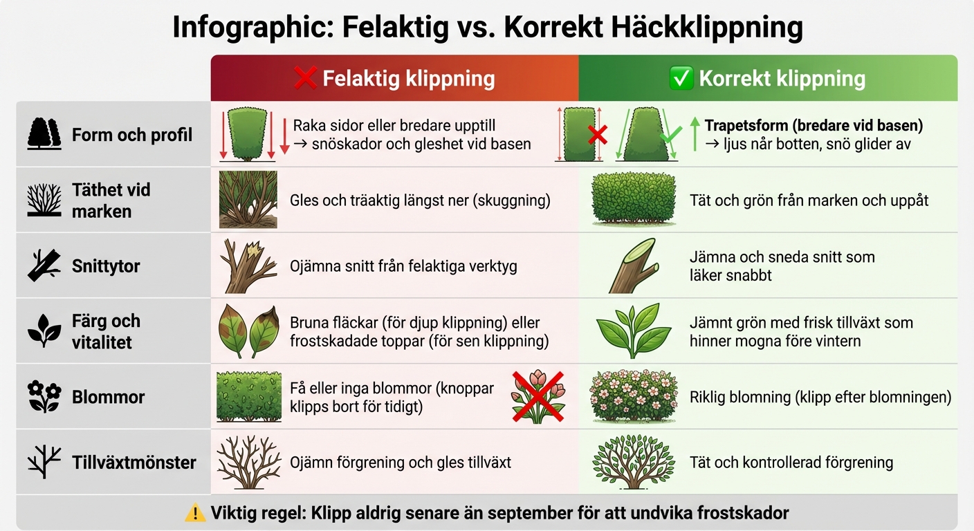 Felaktig vs korrekt häckklippning - jämförelse av tekniker och resultat