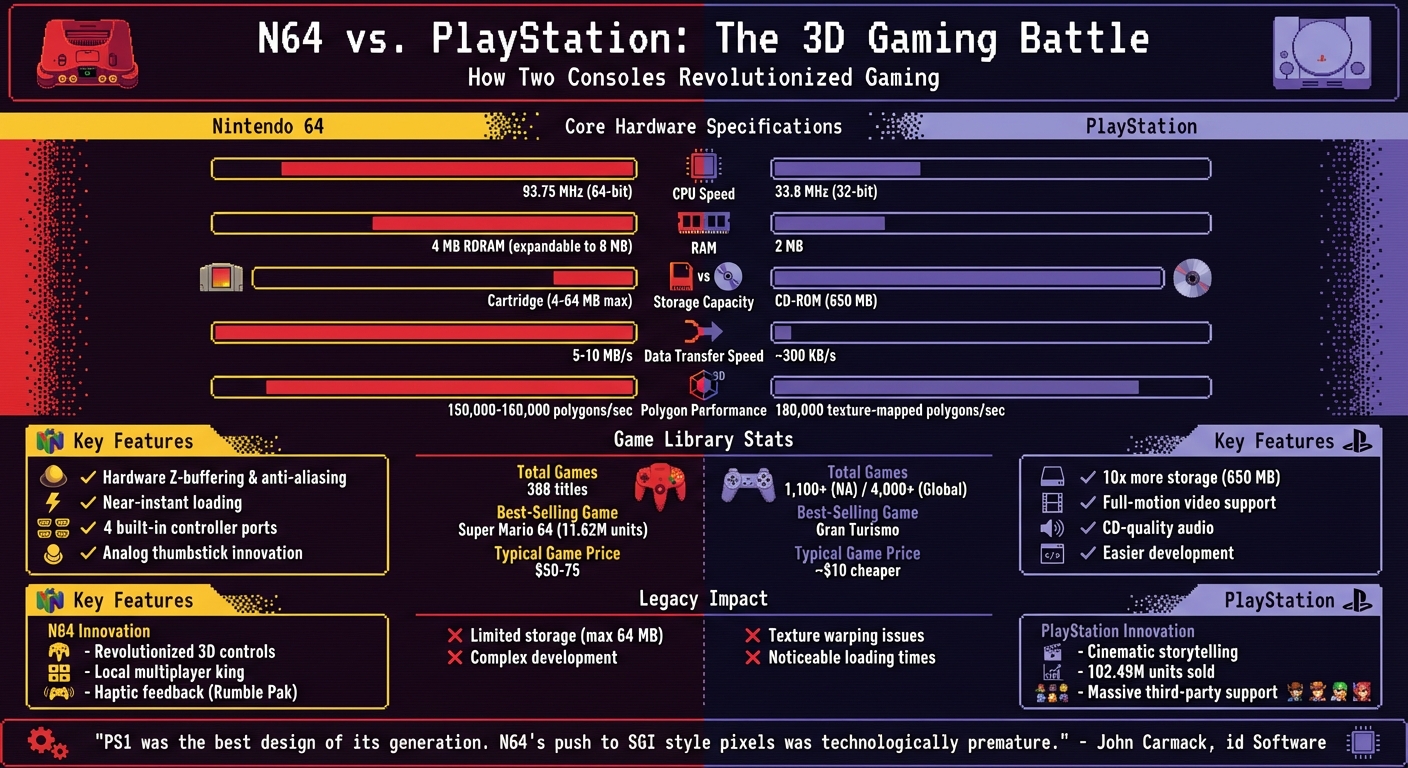 Nintendo 64 vs PlayStation Hardware and Performance Comparison